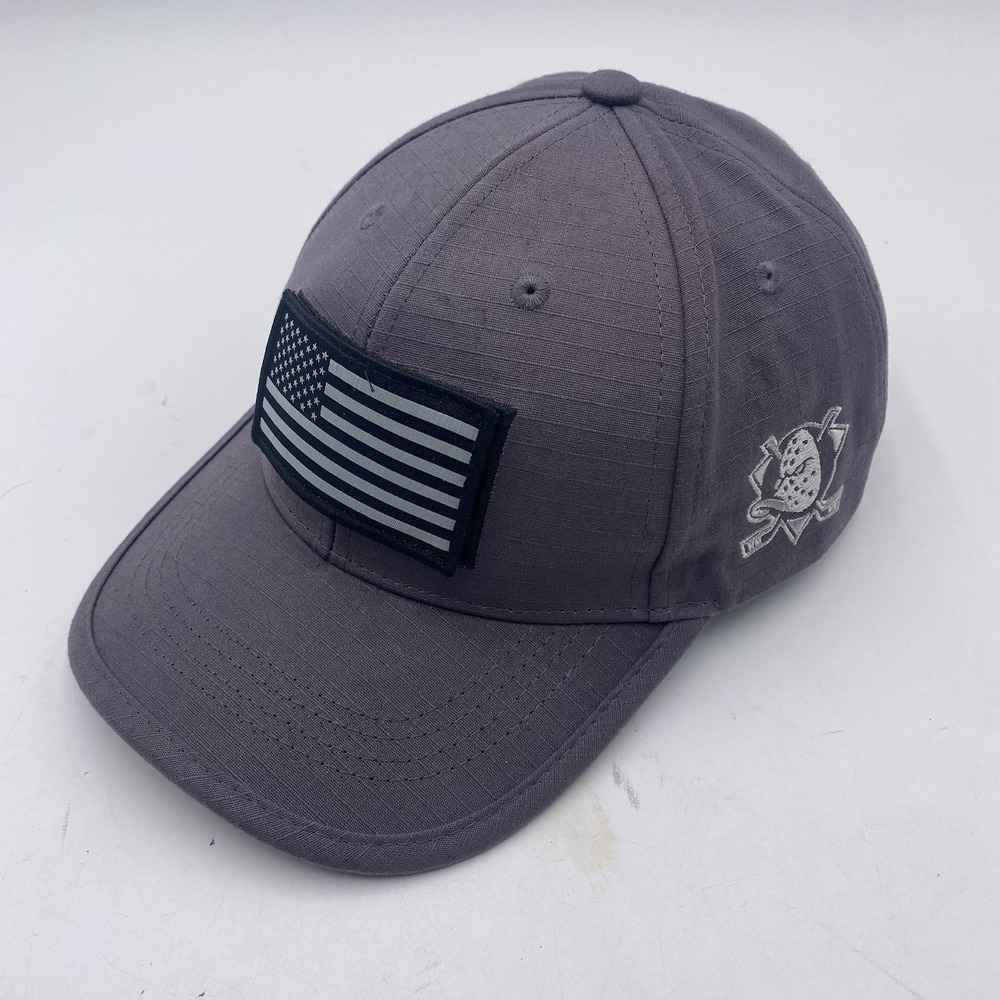 Anaheim Mighty Ducks Hat Gray Patriotic Flag Strapback Adjustable Tactical Clean